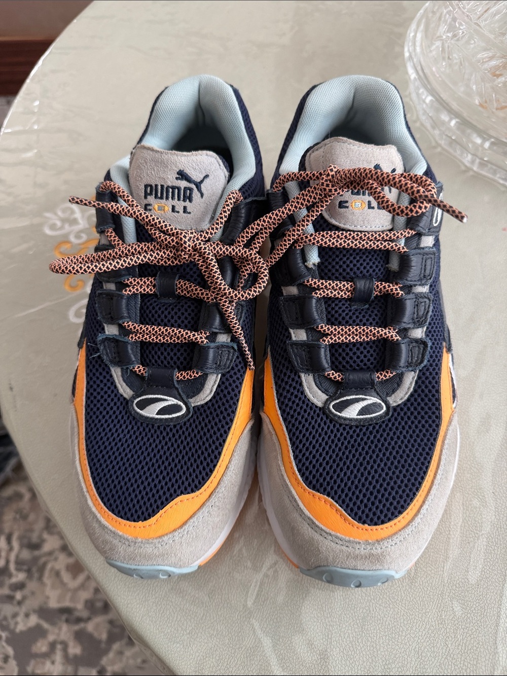Puma Men's Navy and Orange Athletic Sneakers